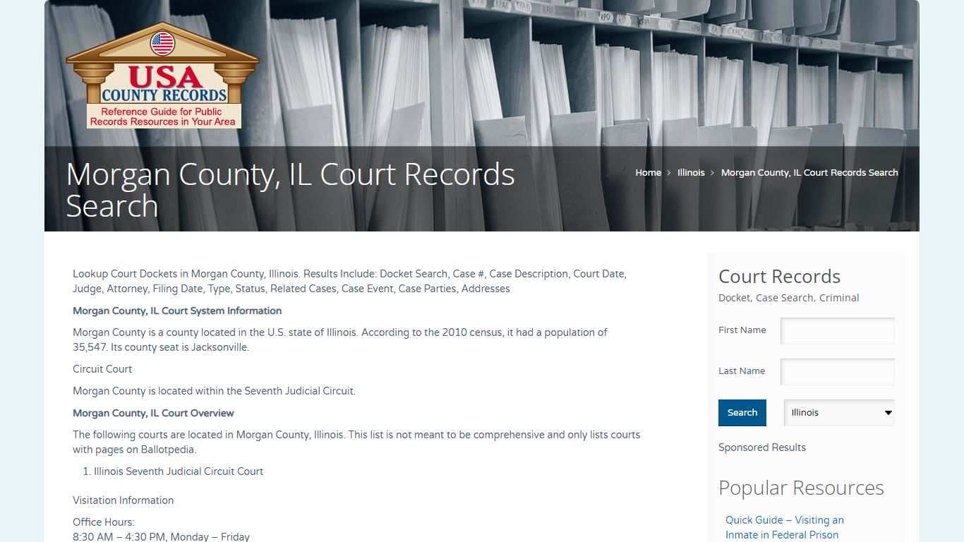 Morgan County, IL Court Records Search | Name Search